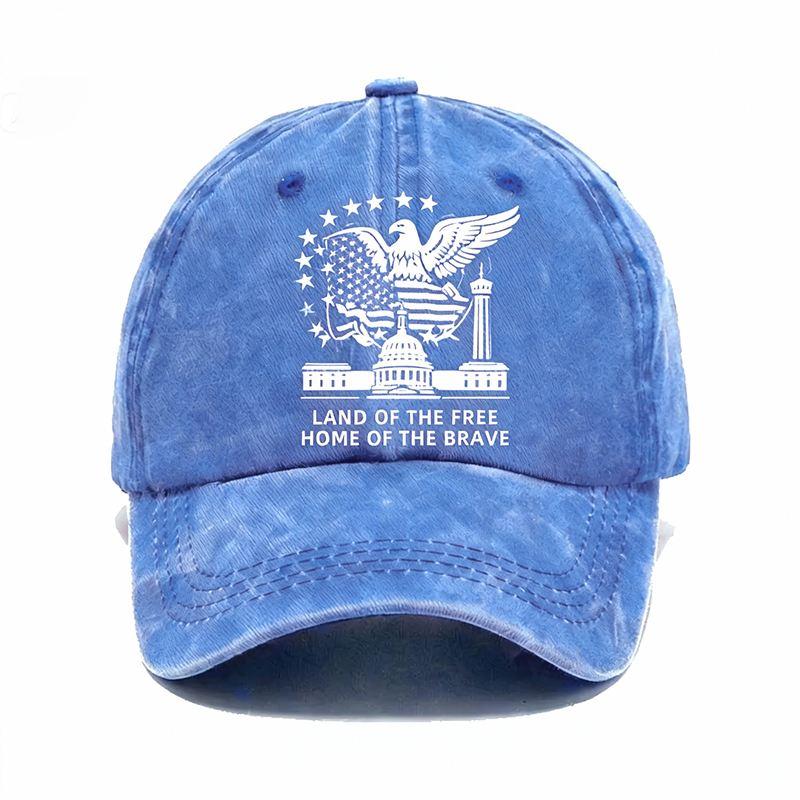 Vintage Patriotic Eagle Denim Cap – “Land of the Free, Home of the Brave”