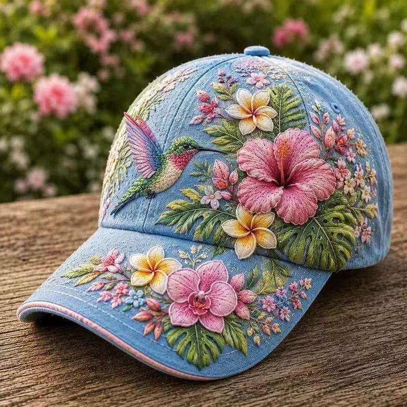 hummingbird baseball cap, sun-protective duckbill cap for spring and summer, ethnic style, versatile and fashionable.