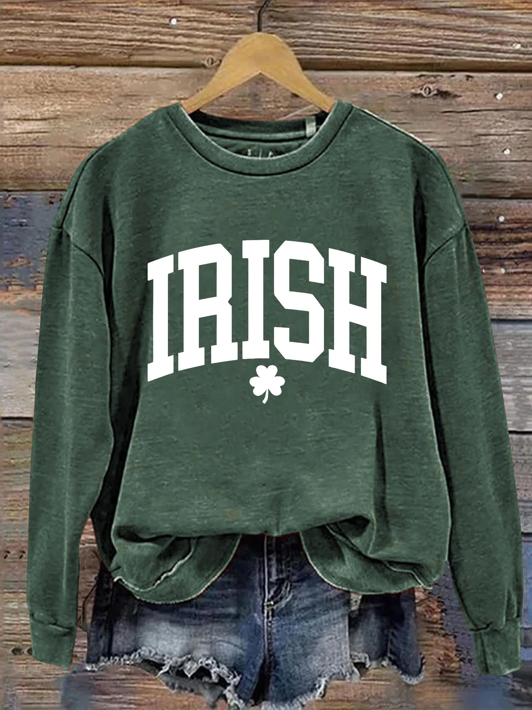 St. Patrick's Day Shamrock Print Sweatshirt