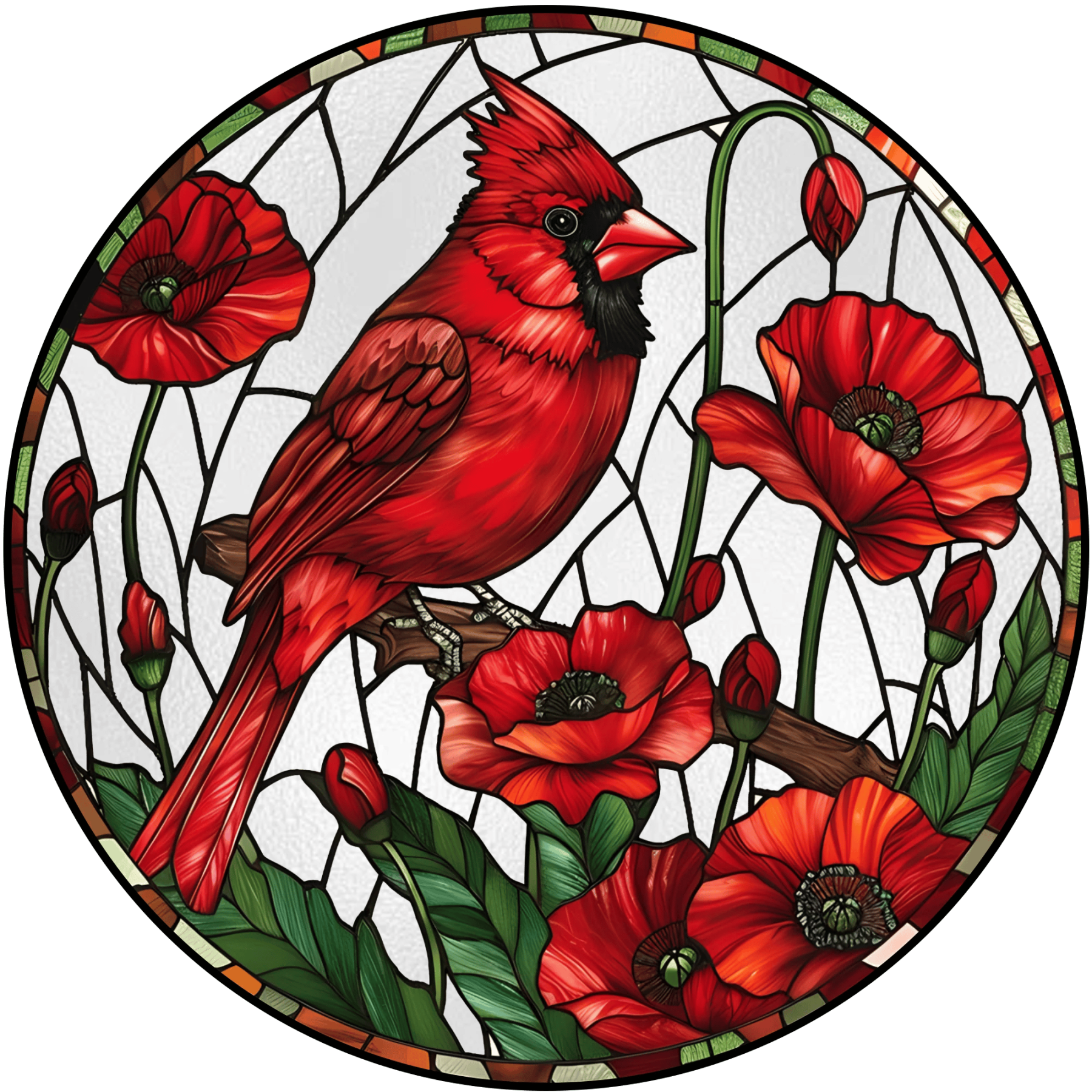 Cardinal&Hummingbird Stained Glass Suncatcher Window Hangings-Memorial Gift
