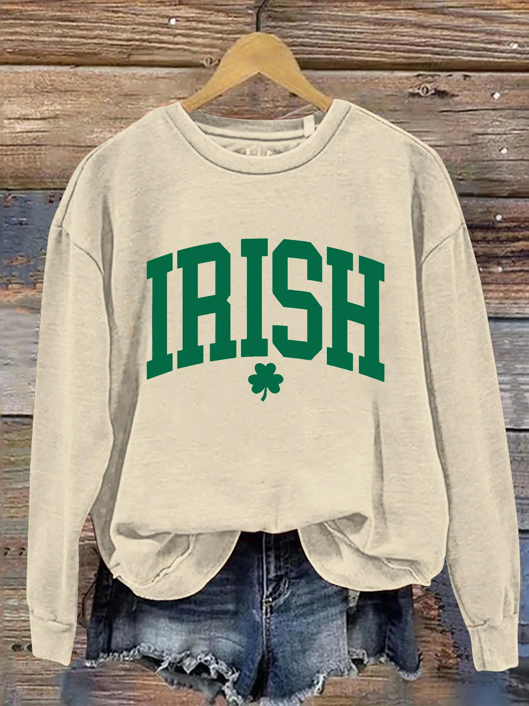 St. Patrick's Day Shamrock Print Sweatshirt