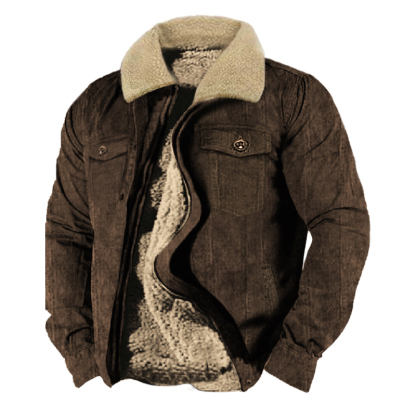 Men's Vintage Thick Lapel Pocket Tactical Jacket