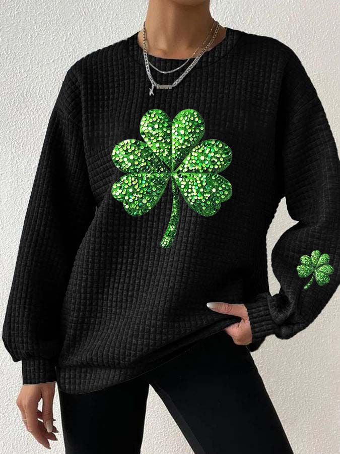 Women's St. Patrick's Day Printed Crew Neck Sweatshirt
