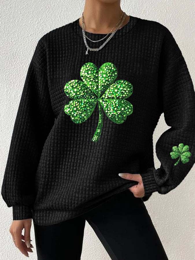 Women's St. Patrick's Day Printed Crew Neck Sweatshirt
