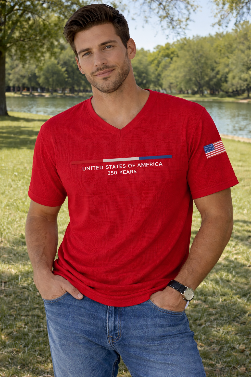Men's USA 250th Anniversary Waffle Knit Tee – Limited Edition