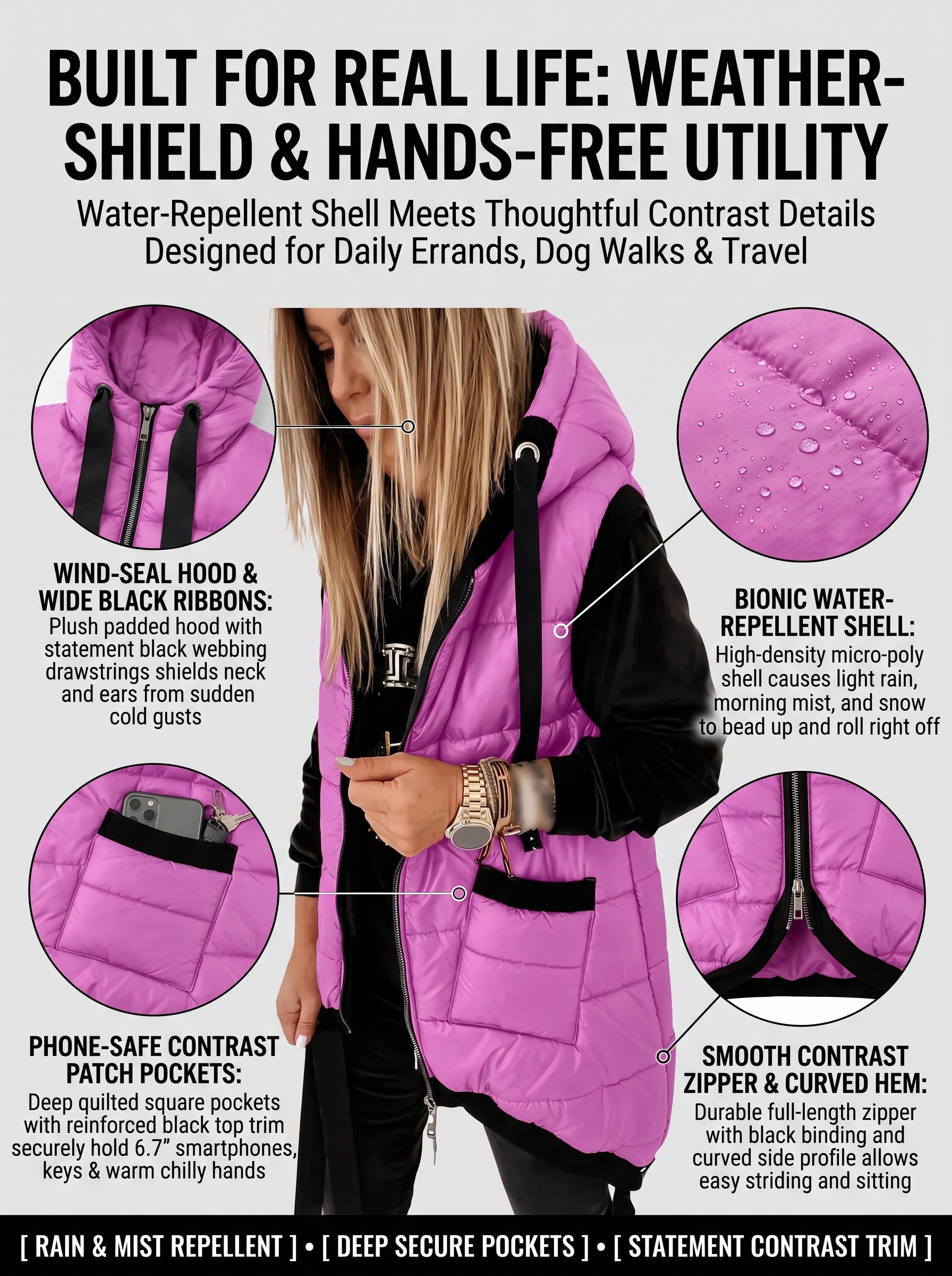 Weather-Shield Hood and Deep Contrast Pockets Breakdown