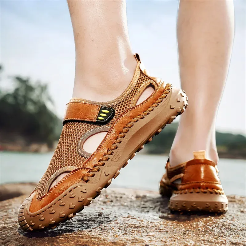 ⏰Last Day! 45% OFF 🔥Men's Handmade Cowhide Breathable Mesh Sandals