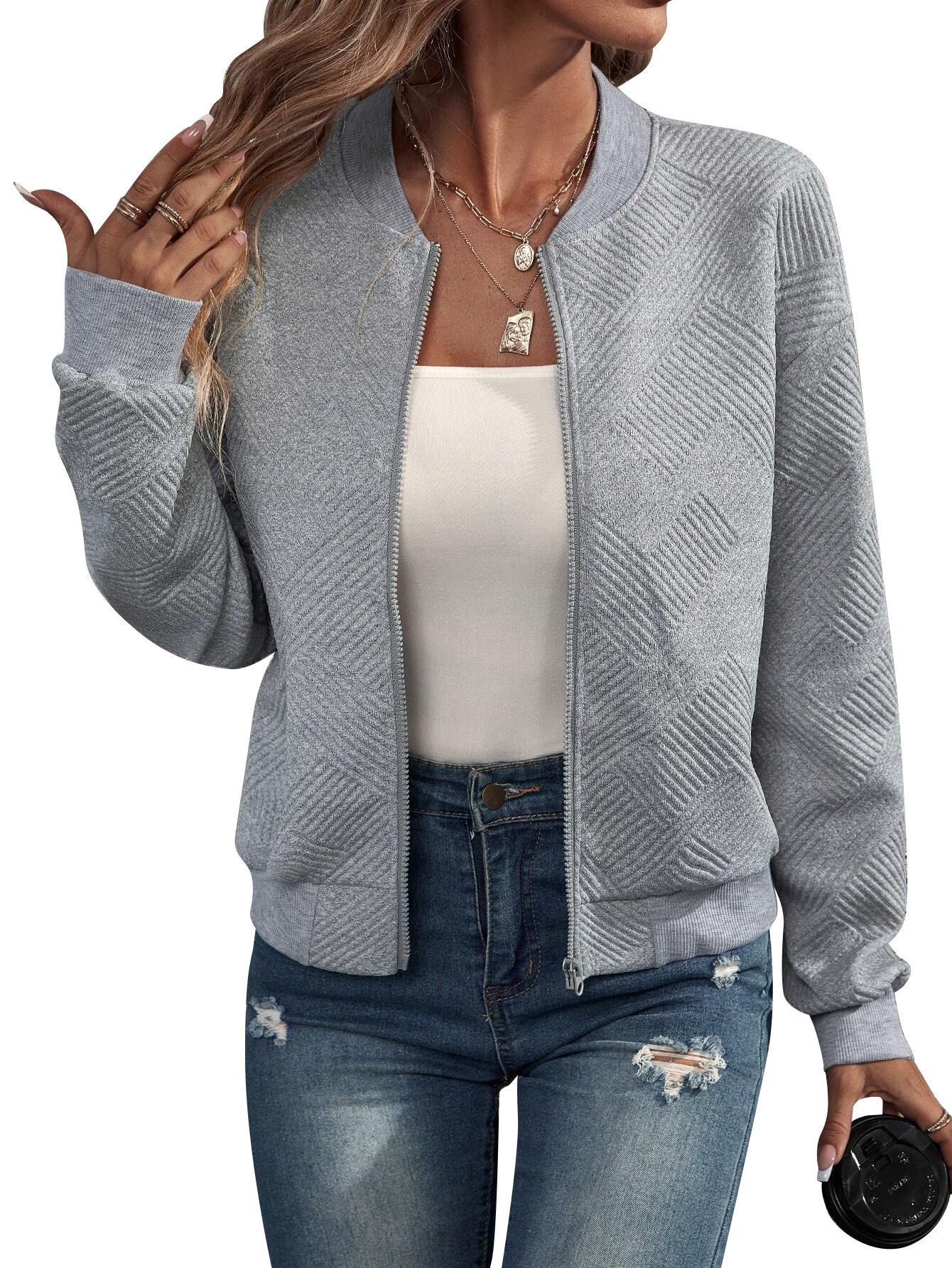 2026 New Colorful Zip-Up Jacket with Baseball Collar for Ladies' Casual Outfit