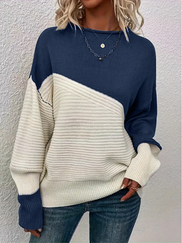 Women's long-sleeved round-neck knitted top