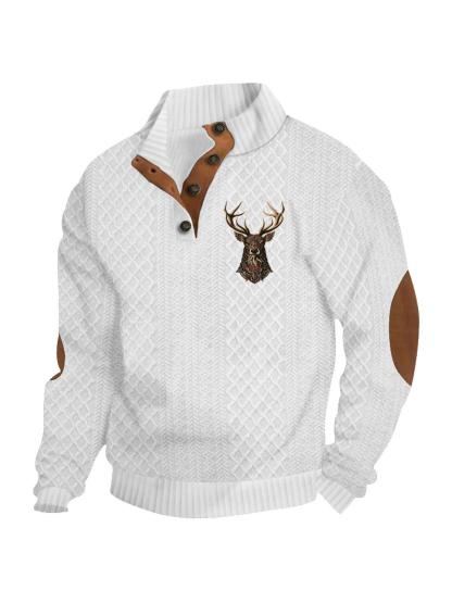 Stay Cozy in Style – Premium Cable Knit Sweater with Elegant Deer Embroidery