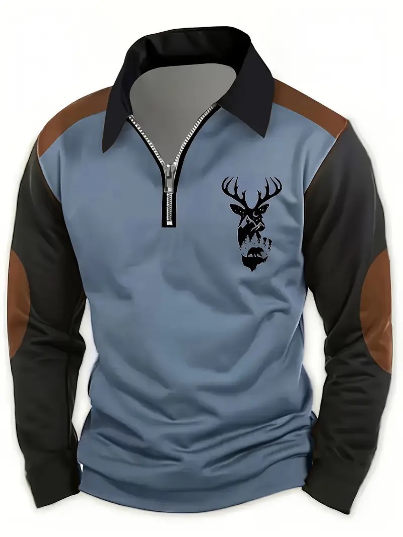 🔥 Holiday Big Sale 🔥Men's Printed Long-Sleeved Polo Shirt - Leading Fashion Trend