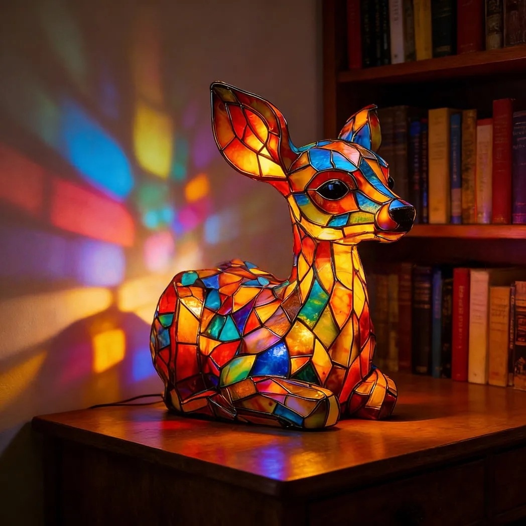 Stained Animal Table Lamp | Unique Gift for Animal Lovers & Art Enthusiasts