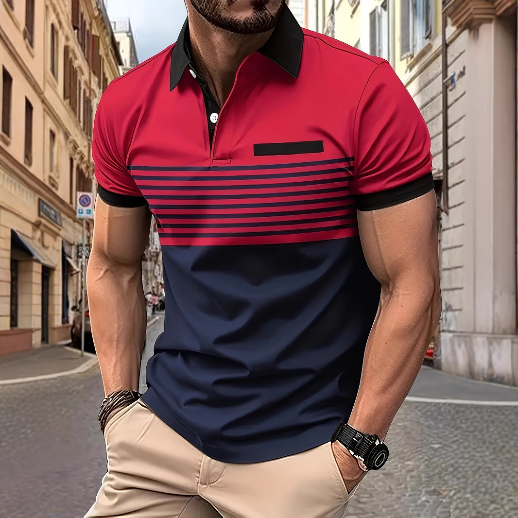 2026 New in-Men's button-down short-sleeved polo shirt