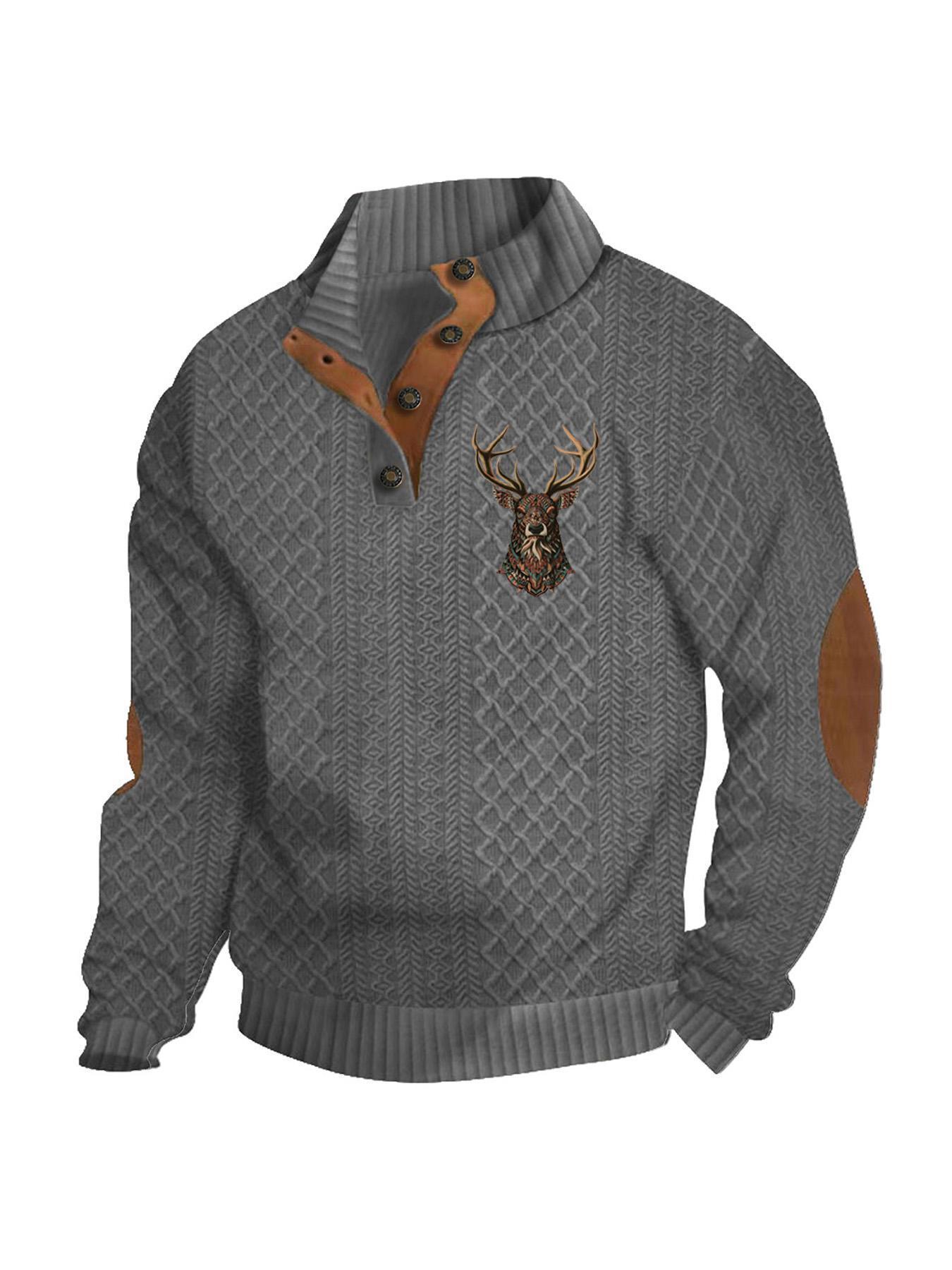 Stay Cozy in Style – Premium Cable Knit Sweater with Elegant Deer Embroidery