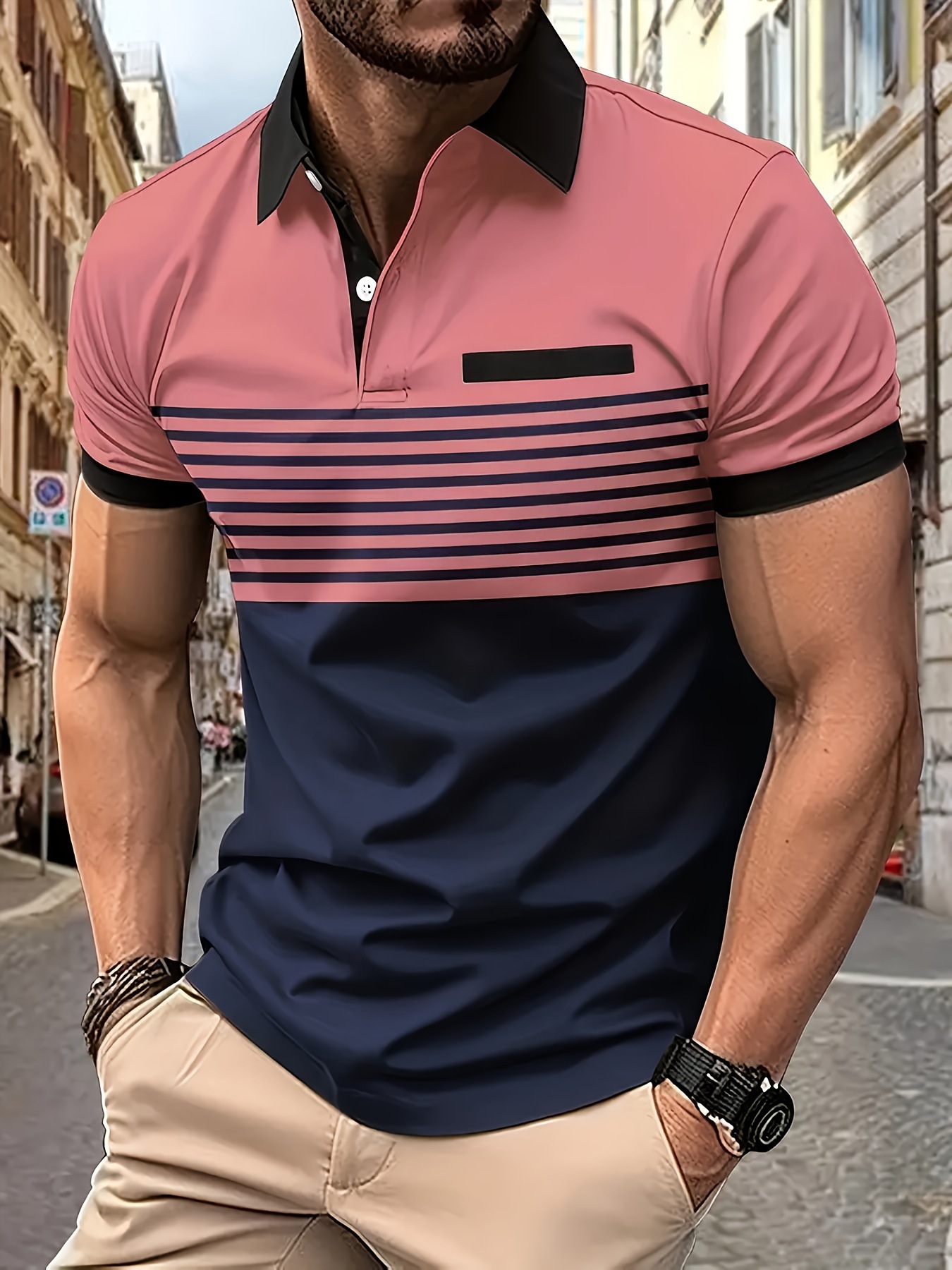 2026 New in-Men's button-down short-sleeved polo shirt