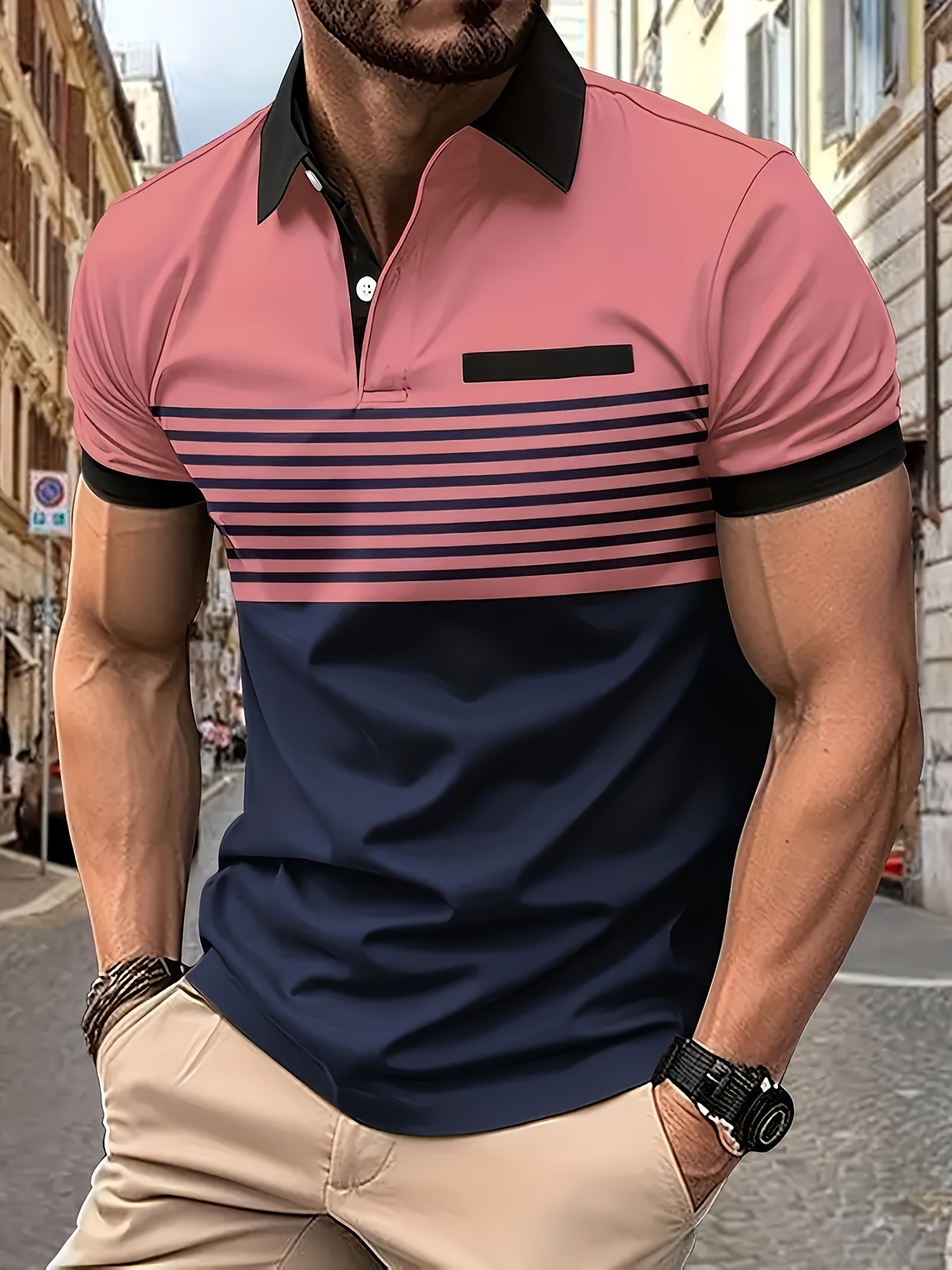 2026 New in-Men's button-down short-sleeved polo shirt