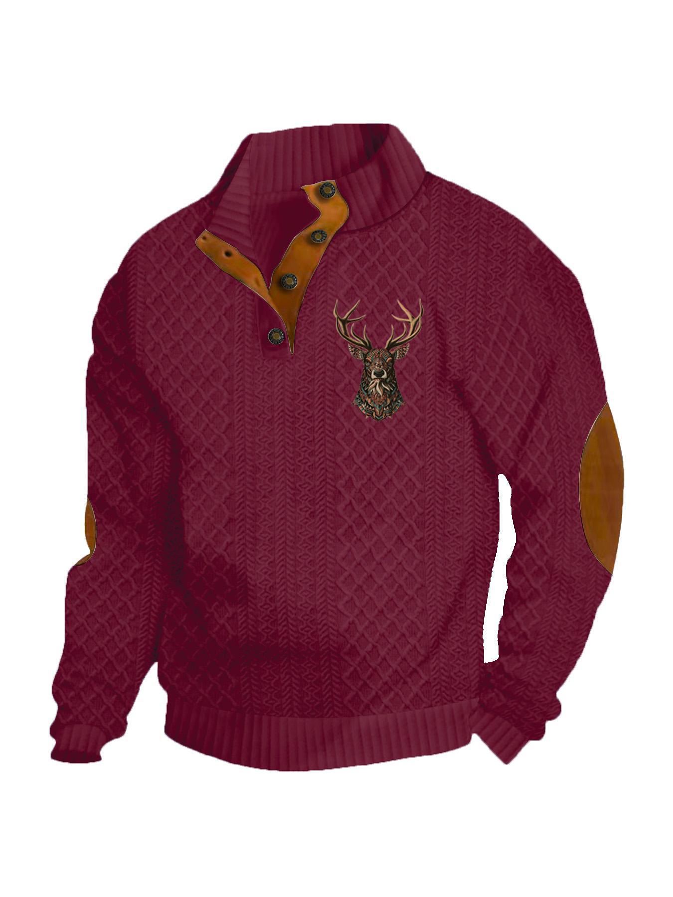 Stay Cozy in Style – Premium Cable Knit Sweater with Elegant Deer Embroidery