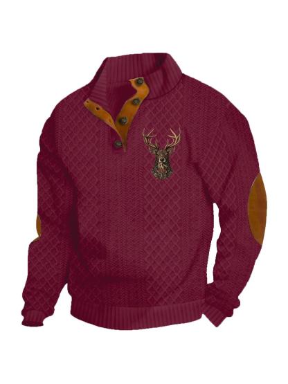 Stay Cozy in Style – Premium Cable Knit Sweater with Elegant Deer Embroidery