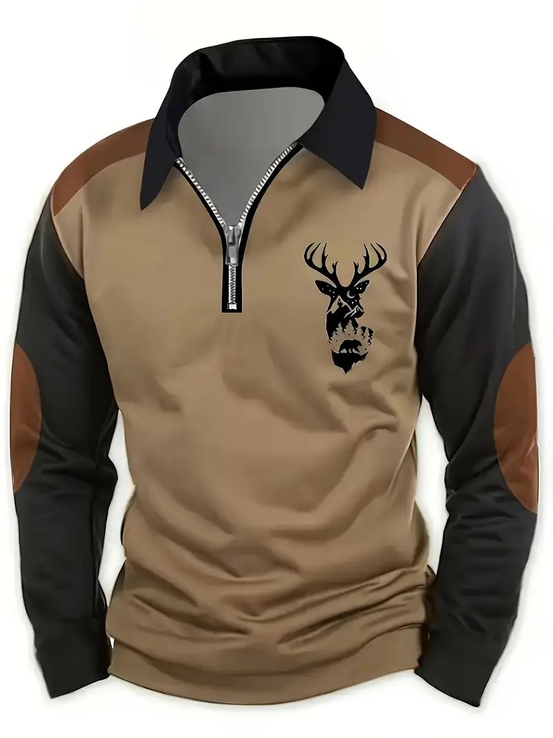 🔥 Holiday Big Sale 🔥Men's Printed Long-Sleeved Polo Shirt - Leading Fashion Trend