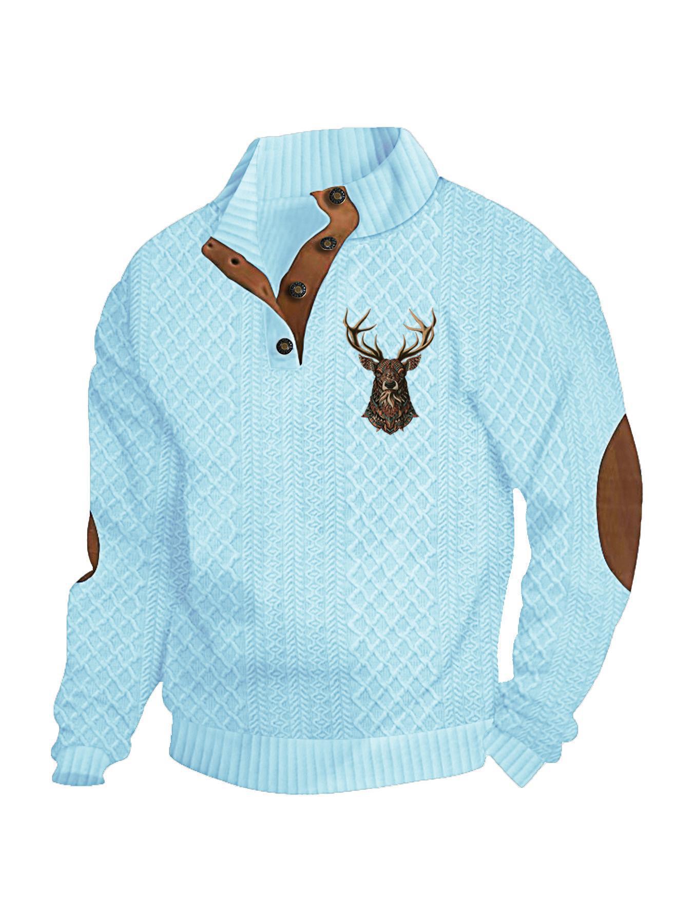 Stay Cozy in Style – Premium Cable Knit Sweater with Elegant Deer Embroidery