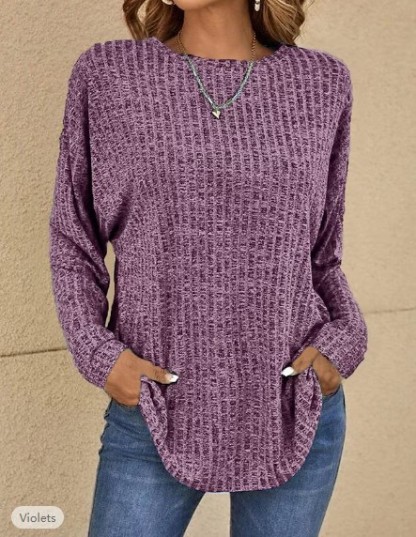 Solid color casual long-sleeved top