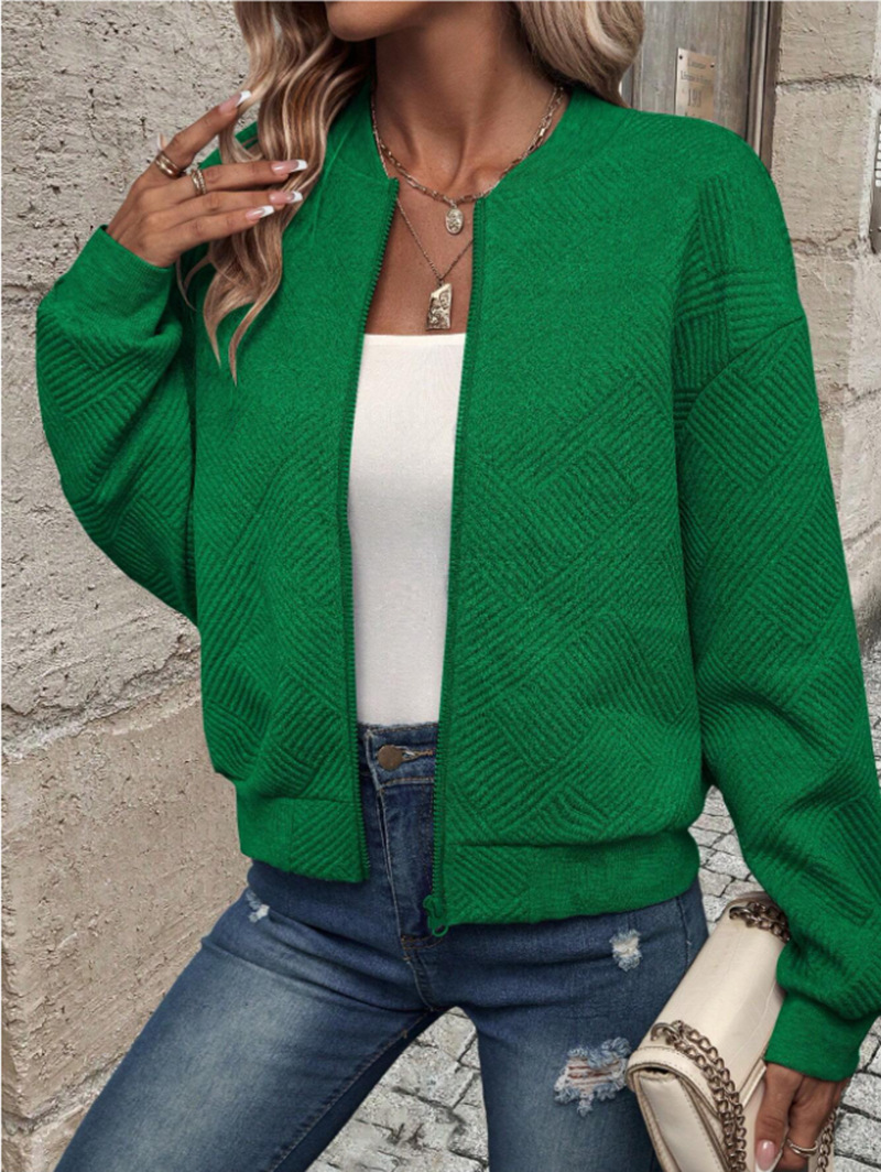 2026 New Colorful Zip-Up Jacket with Baseball Collar for Ladies' Casual Outfit
