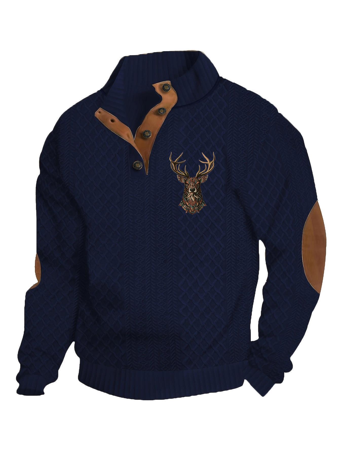 Stay Cozy in Style – Premium Cable Knit Sweater with Elegant Deer Embroidery