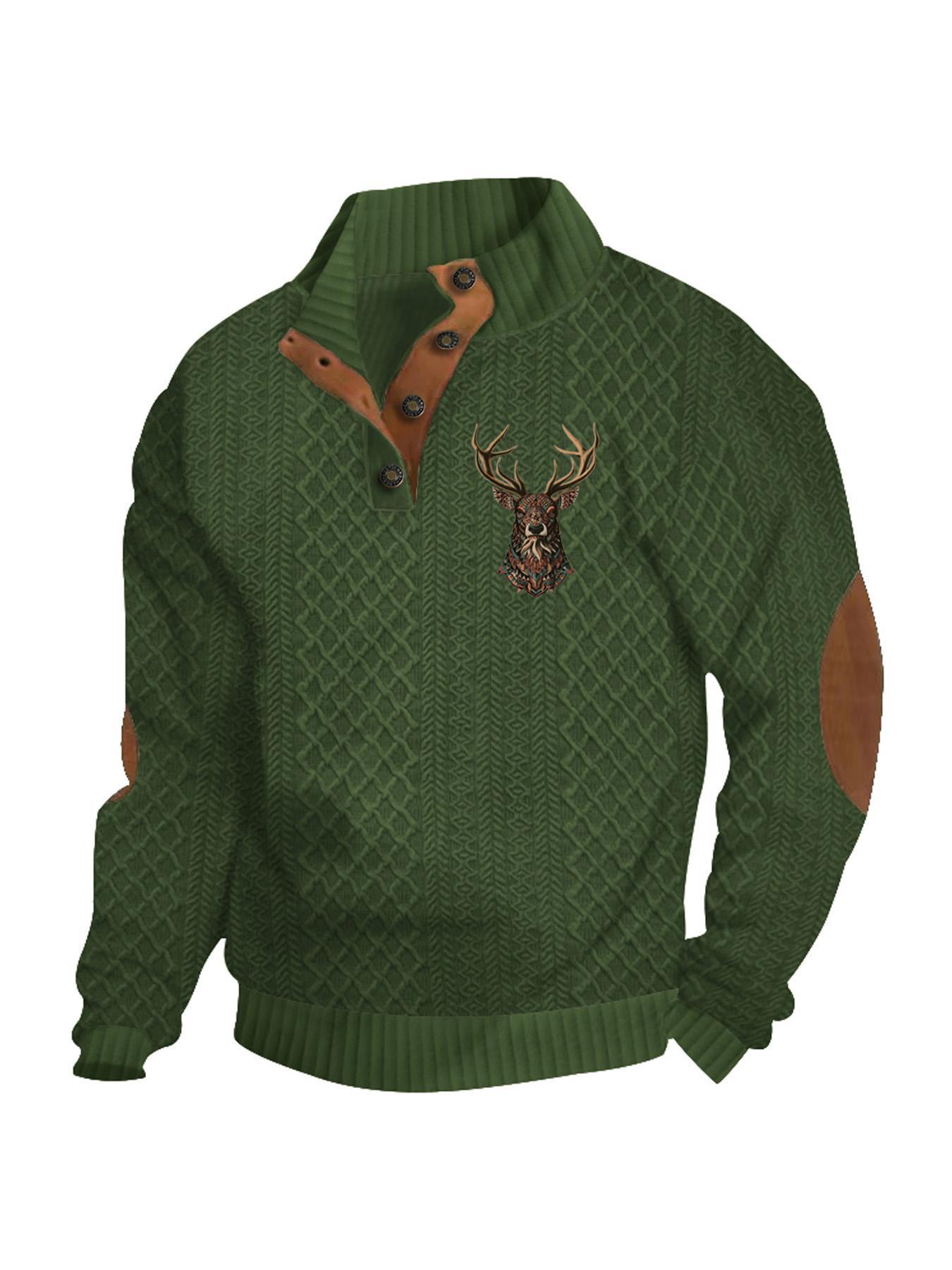 Stay Cozy in Style – Premium Cable Knit Sweater with Elegant Deer Embroidery