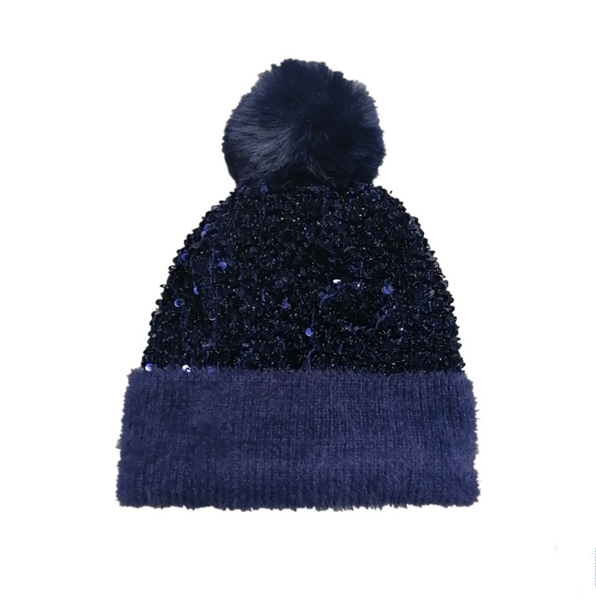 🔥Last Day 50% OFF - Sequin Fur Pom Beanie for Women