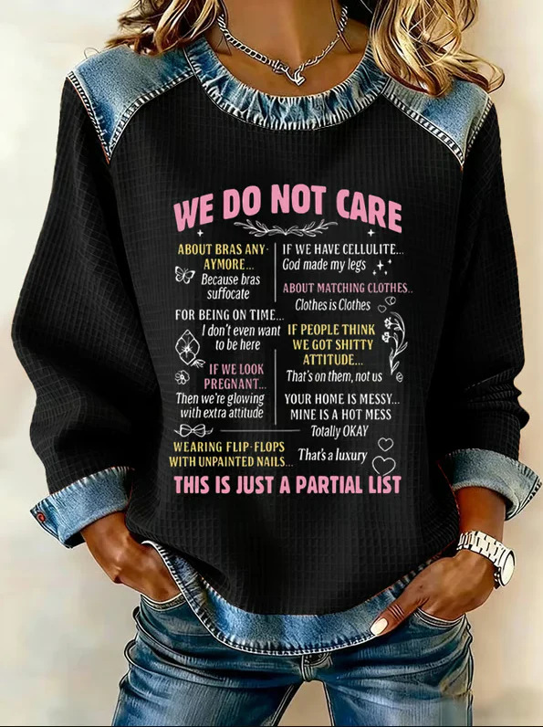 🔥Women's denim round neck loose-fitting pullover sweatshirt