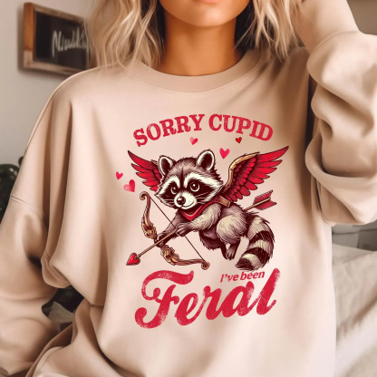 Cute Valentine's Day Raccoon Print Sweatshirt