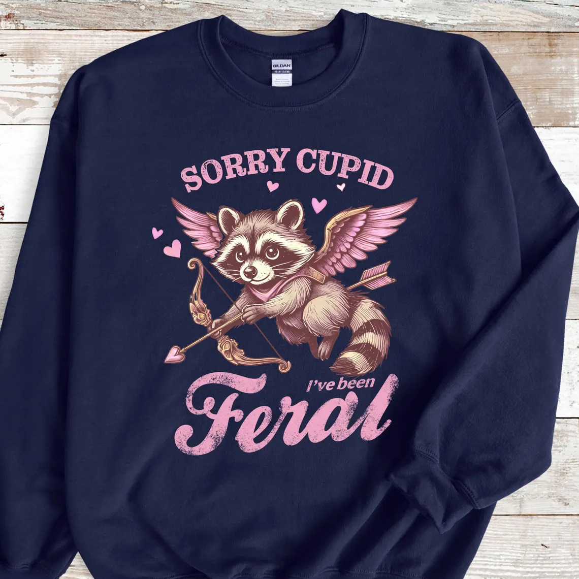 Cute Valentine's Day Raccoon Print Sweatshirt