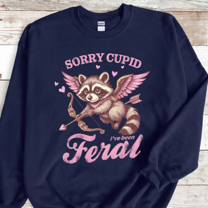 Cute Valentine's Day Raccoon Print Sweatshirt