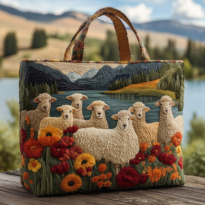 Cute little lamb quilted tote bag