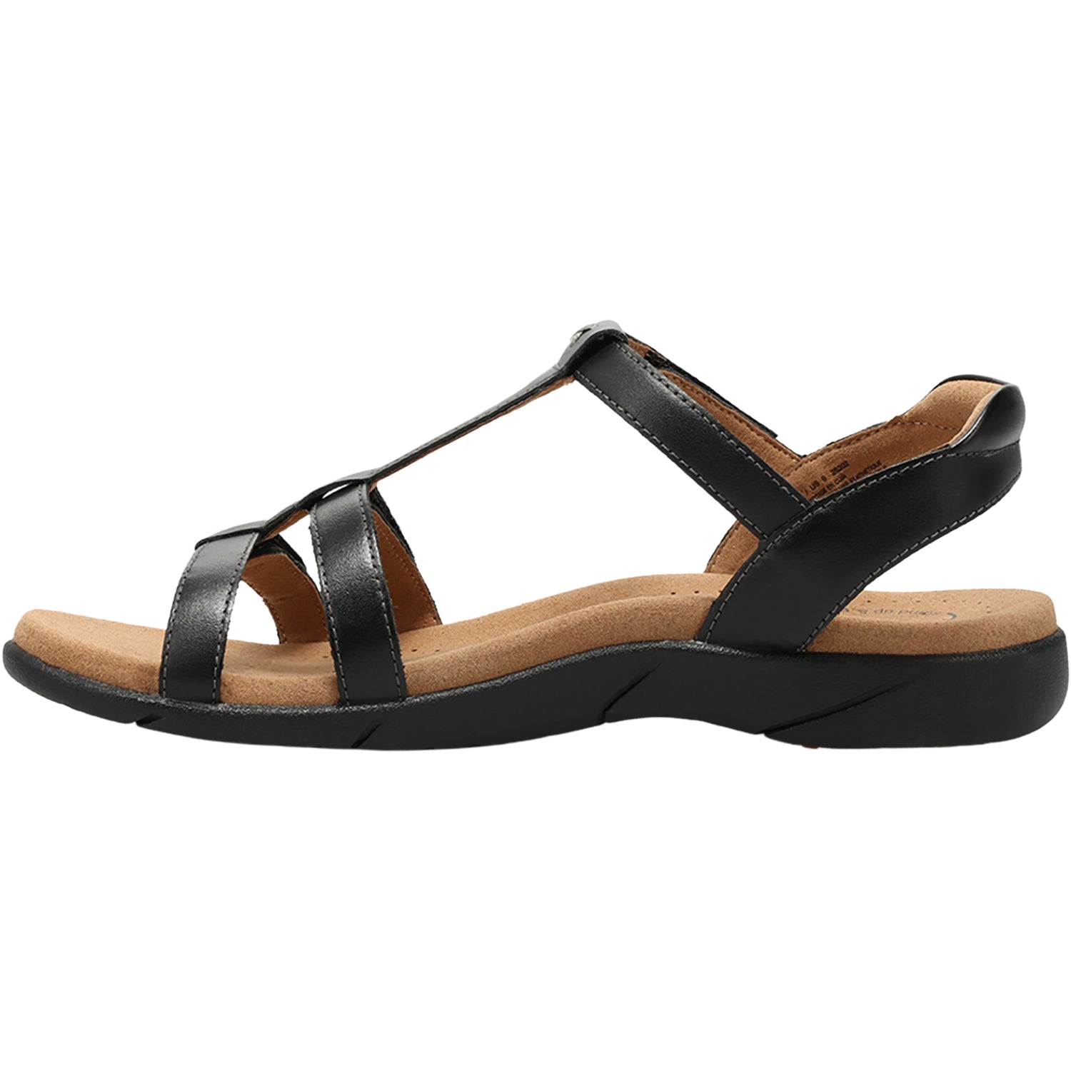 Women's back-strap sandals, black leather