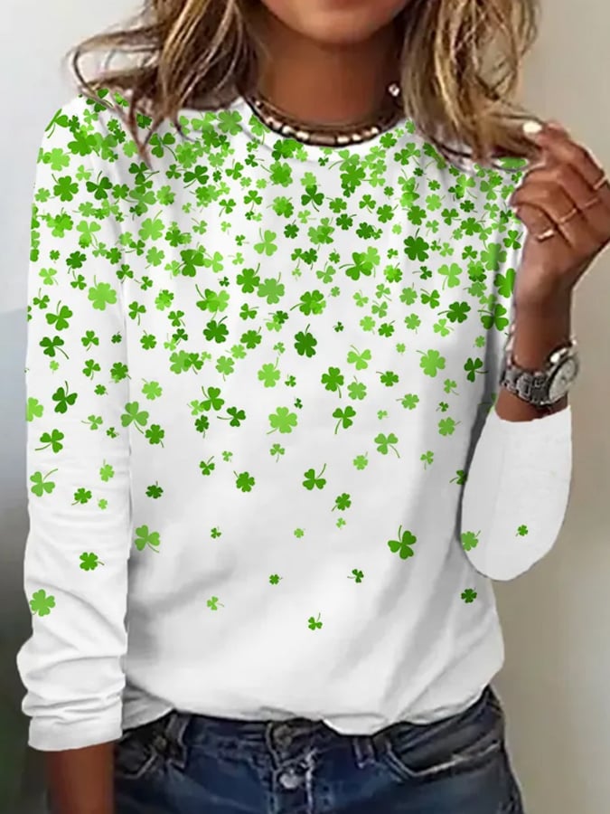 Women's St. Patrick's Day Print Round Neck T-Shirt