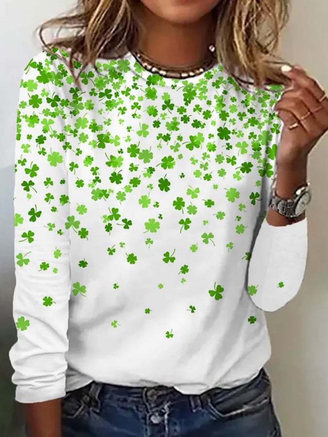 Women's St. Patrick's Day Print Round Neck T-Shirt