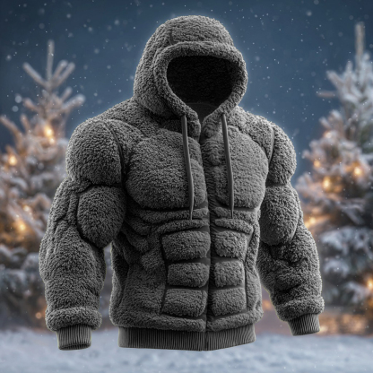 💪Muscle Fleece Hoodie – 3D Plush Power Jacket