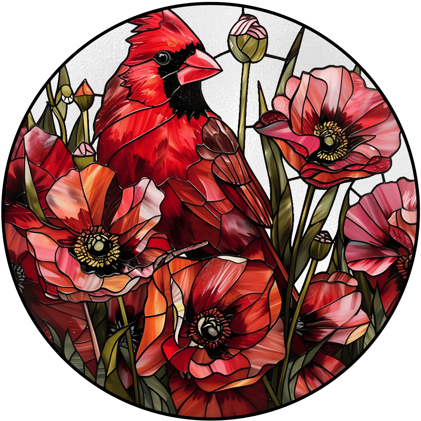 Cardinal&Hummingbird Stained Glass Suncatcher Window Hangings-Memorial Gift