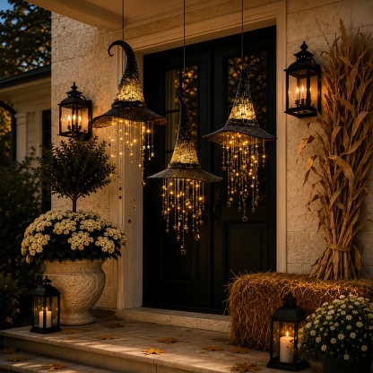 Lighted Witch Hat Hanging Chime