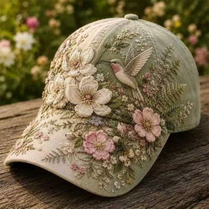 hummingbird baseball cap, sun-protective duckbill cap for spring and summer, ethnic style, versatile and fashionable.