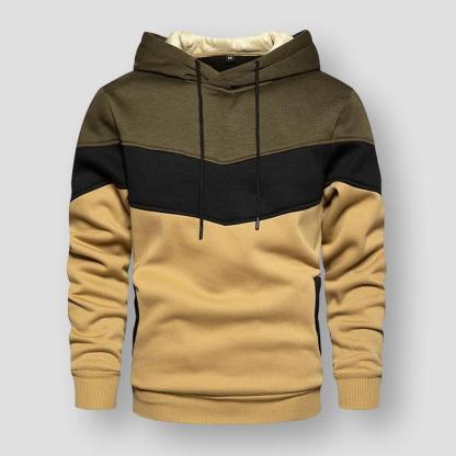 Men's Colorful Patched Hooded Sweatshirt - Casual Pullover Sport Shirt