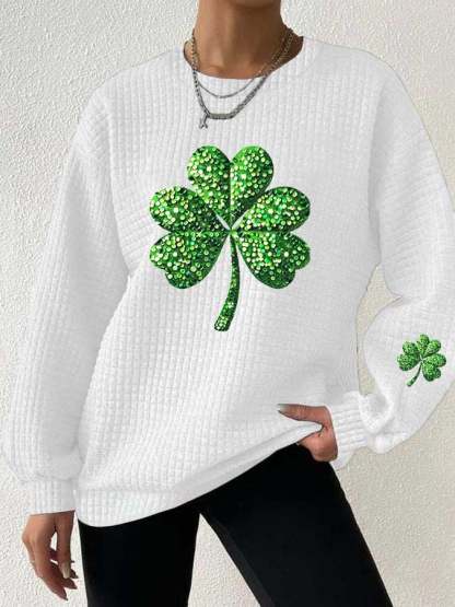 Women's St. Patrick's Day Printed Crew Neck Sweatshirt