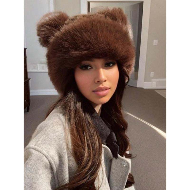 Women’s Leopard Print Mongolian Style Hat Soft Plush Fur Warm Cap
