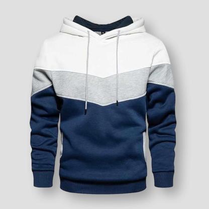 Men's Colorful Patched Hooded Sweatshirt - Casual Pullover Sport Shirt