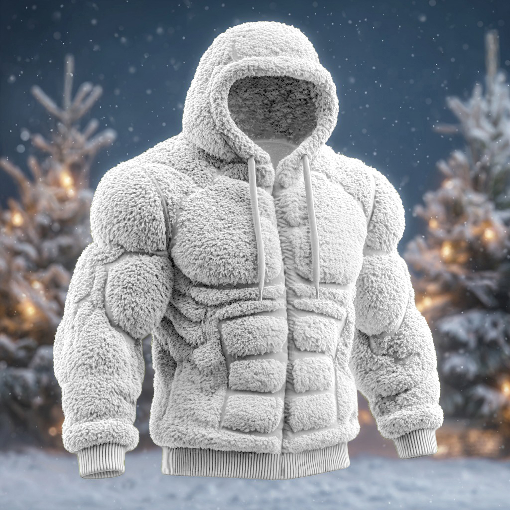 💪Muscle Fleece Hoodie – 3D Plush Power Jacket