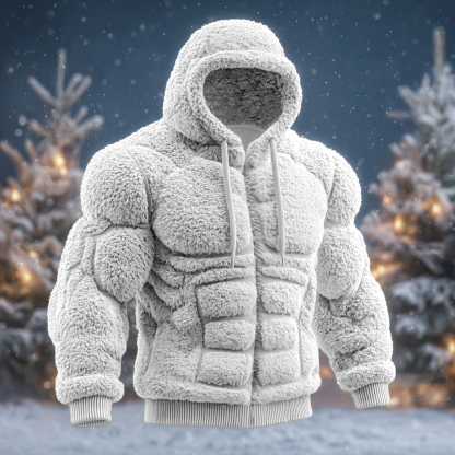 💪Muscle Fleece Hoodie – 3D Plush Power Jacket