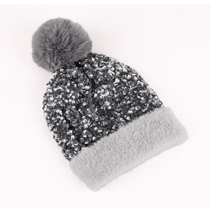 🔥Last Day 50% OFF - Sequin Fur Pom Beanie for Women