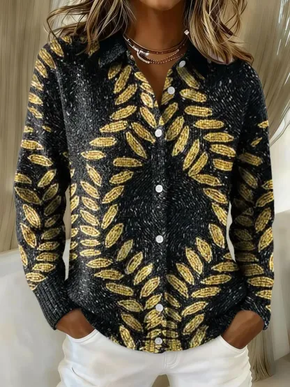 Women's Plaid Print Casual Cotton Buttoned Cardigan Sweater