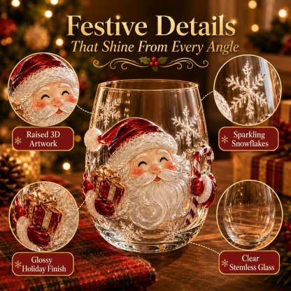 🎄 LAST DAY 49% OFF – ✨ Magical Christmas 3D Glass Cup | Raised Festive Artwork, Sparkling Details & Holiday Gift Drinkware 🎅💎
